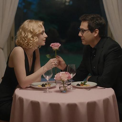 Romantic Dinner Scene with Elegant Couple