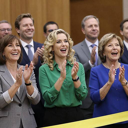Excited Group Celebration with Colorful Attire