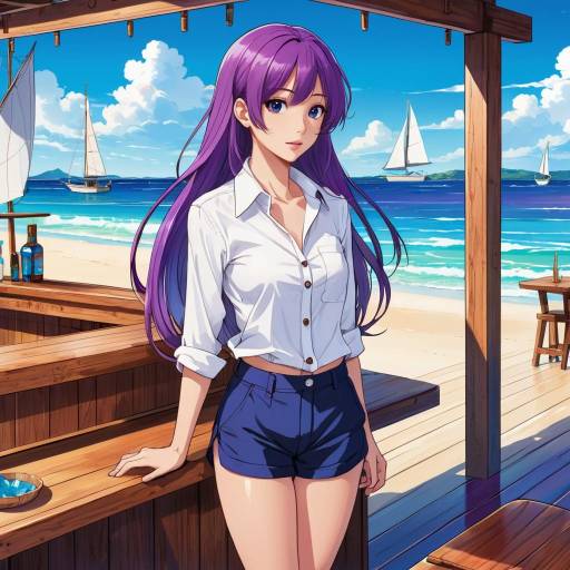 Vibrant Anime Beach Scene Illustration