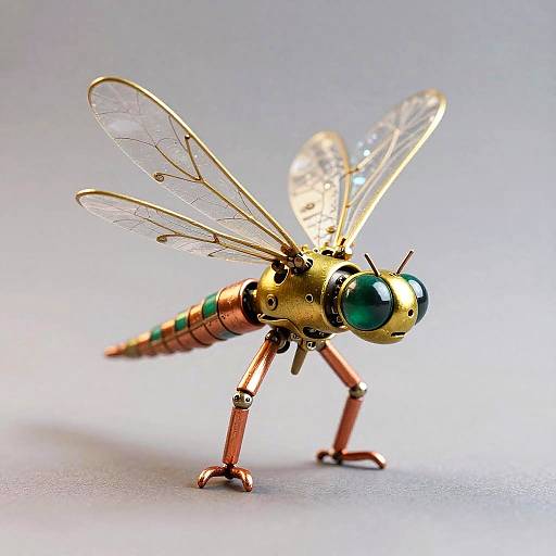 Tiny Mechanical Dragonfly Sculpture