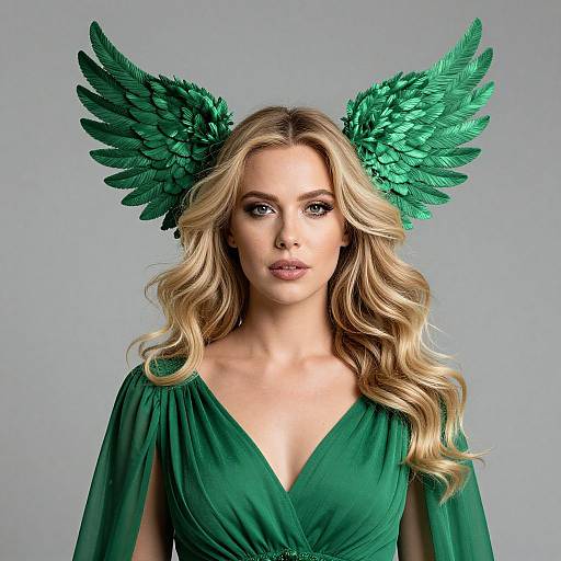 Blonde Woman with Winged Headpiece
