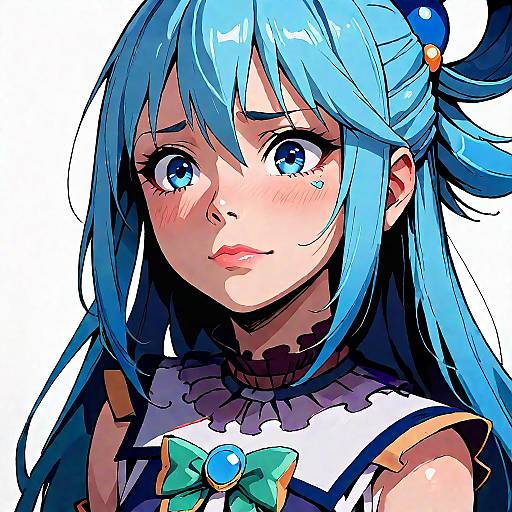 Aqua Crying Solo Anime Girl