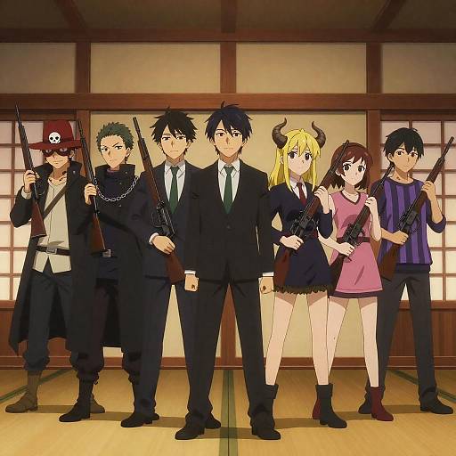 Anime Group in Traditional Japanese Room