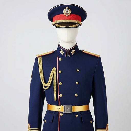 Mannequin in Blue Gold Military Uniform