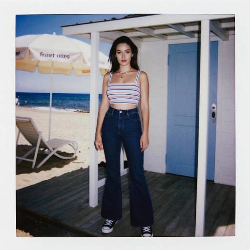 Seaside Chic Woman in Polaroid Style