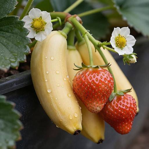 Macro Shot of Banana Strawberry Hybrid