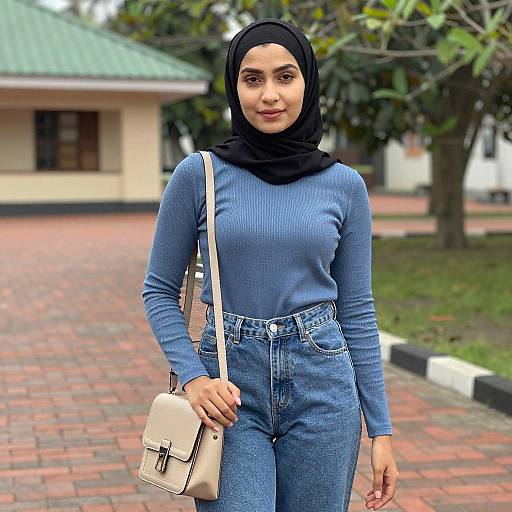 Young Woman in Black Hijab Outdoors