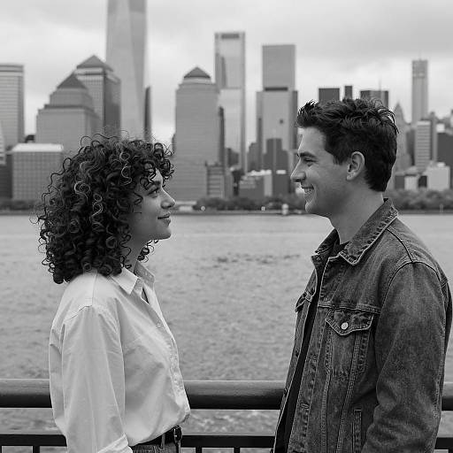 Charming Waterfront Encounter in Monochrome