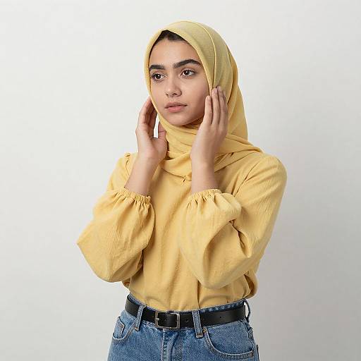 Young Woman in Yellow Hijab Portrait