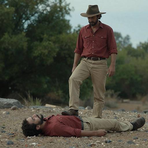 Rugged Man Standing Over Unconscious Rival