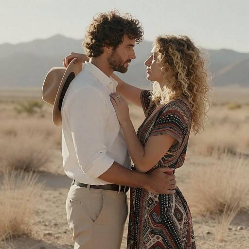 Intimate Moment in Desert Landscape