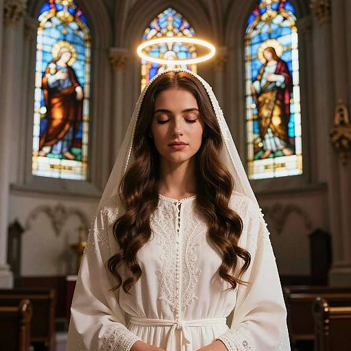Serene Woman in Ornate Church Setting