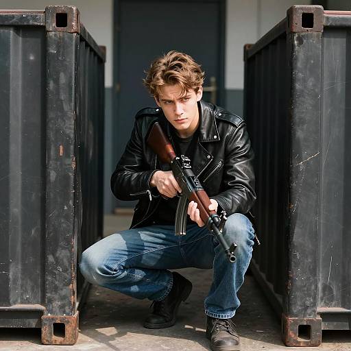 Intense Young Man in Urban Setting