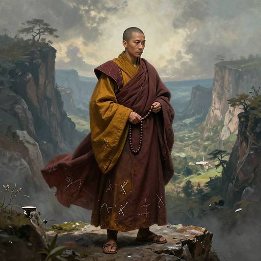 Fantasy Monk Robes on Rocky Cliff