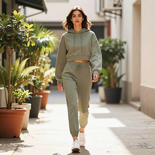 Woman in Sporty Outfit Walking in Alley