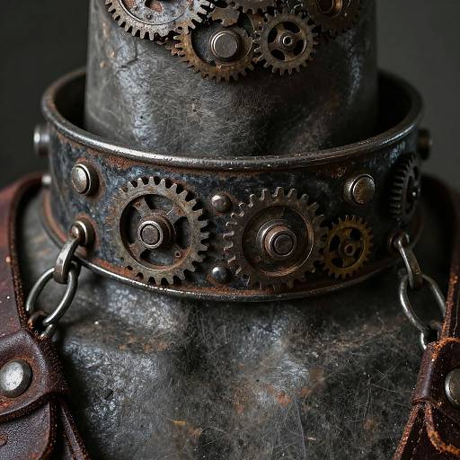 Steampunk Metal Neck Collar Close-Up