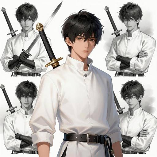 Dynamic Asian Male Warrior Illustration