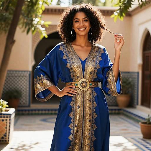 Confident Woman in Moroccan Courtyard