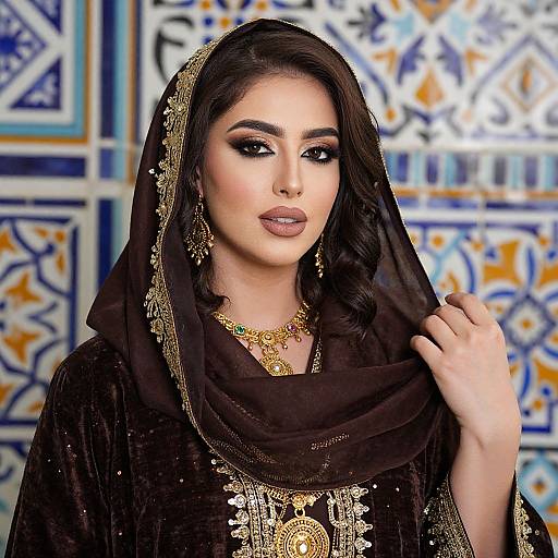 Elegant Middle Eastern Woman in Velvet Hijab