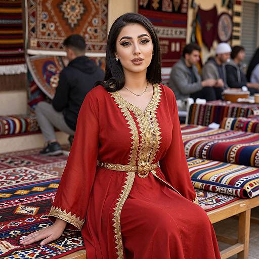 Elegant Afghan Woman in Vibrant Market