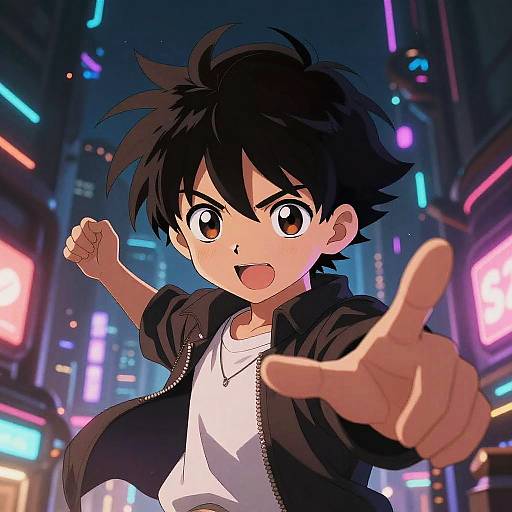Vibrant Anime Characters in Futuristic City