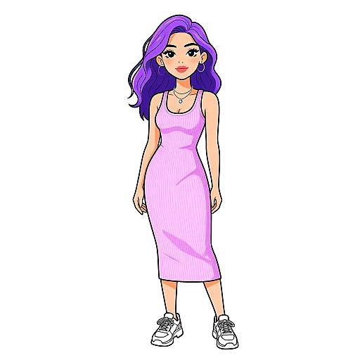 Casual Sporty Woman in Pink Dress