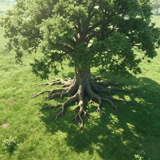 Ethereal Aerial View of Colossal Tree