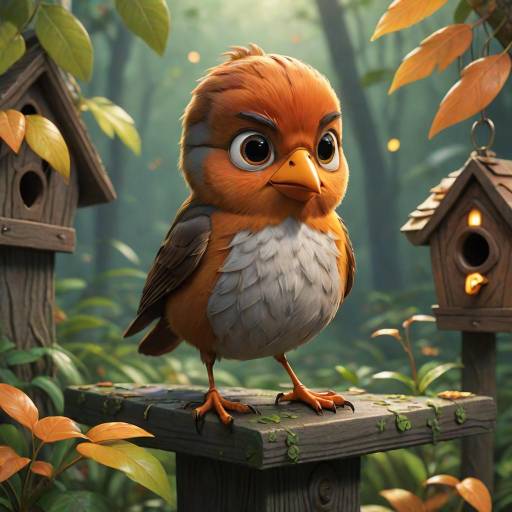 Charming Animated Robin in Jungle Setting