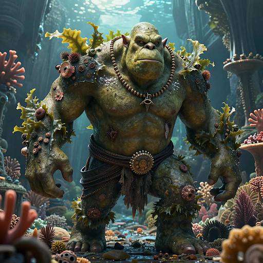 Photorealistic Ogre in Sunken Coral Cathedral