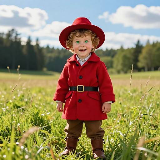 Cheerful Boy in Sunny Meadow