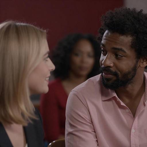 Intimate Conversation in Dim Red Lighting