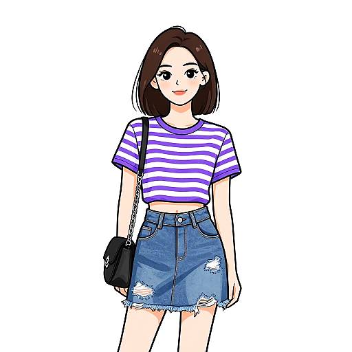 Stylish Woman in Casual Striped Top