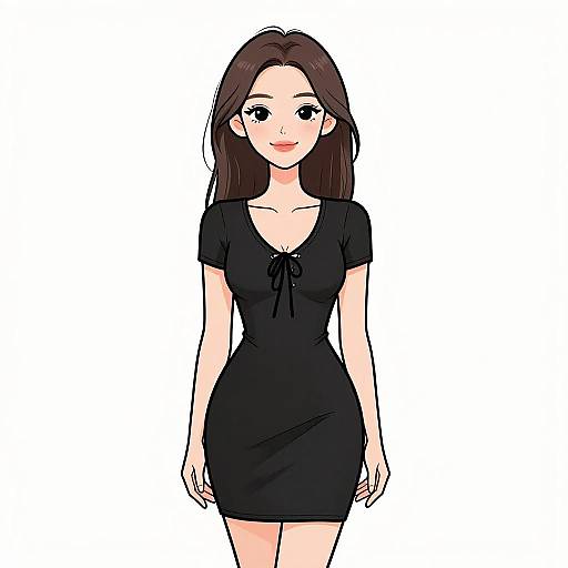 Smiling Woman in Casual Black Dress