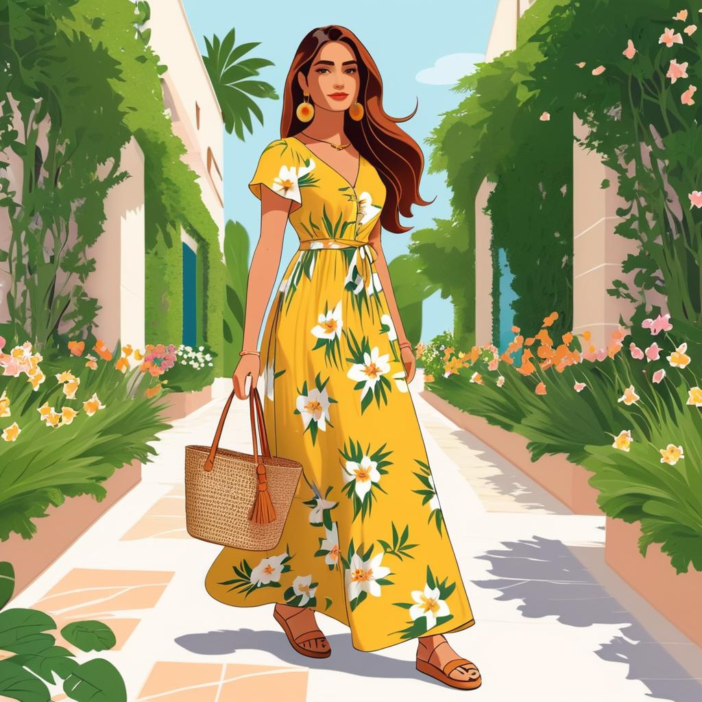 Chic Woman in Floral Maxi Dress