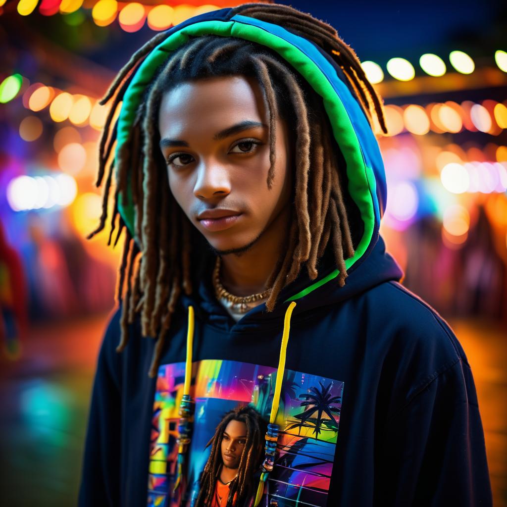 Teenage Boy Portrait at Night Carnival