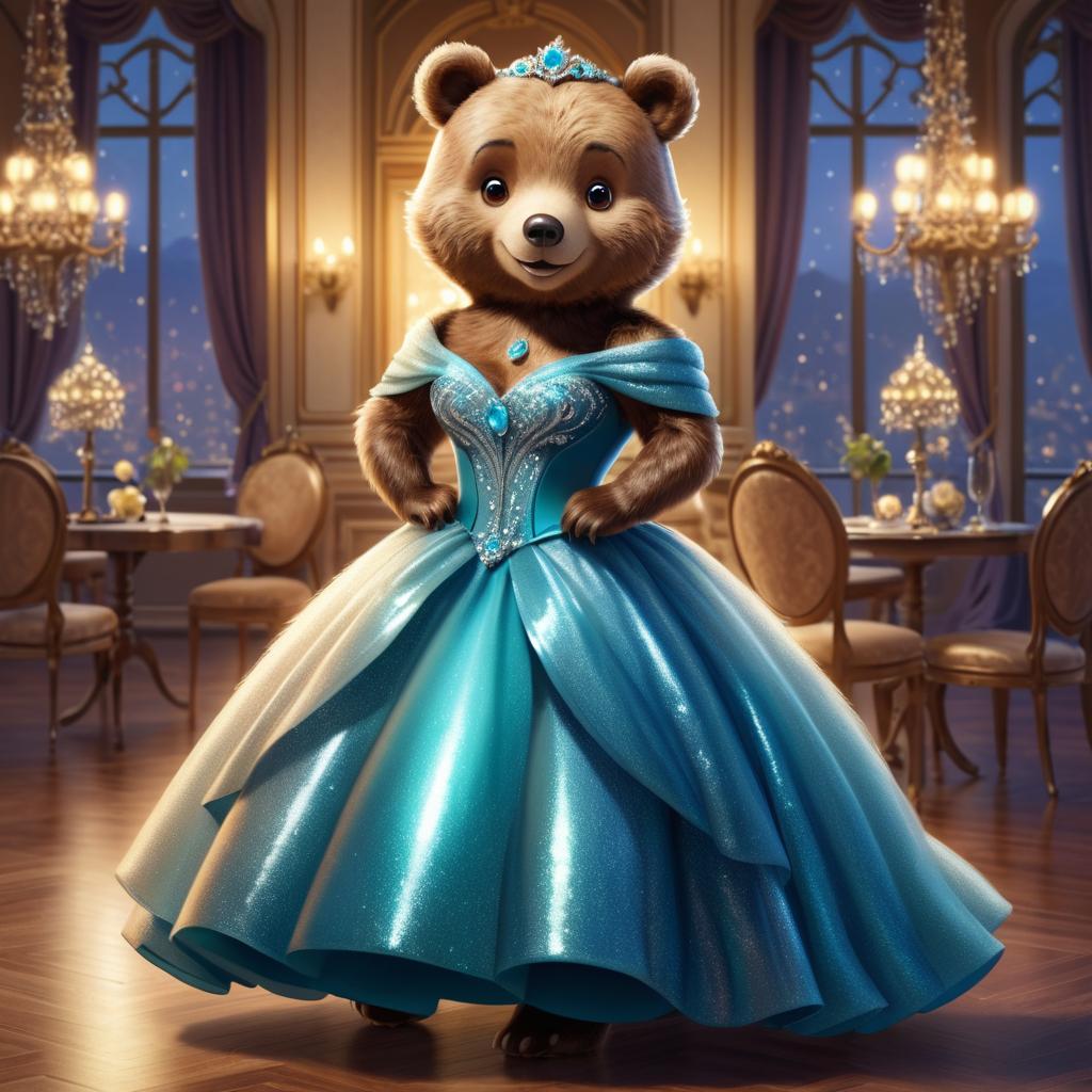 Elegant Anthropomorphized Bear in Evening Gown