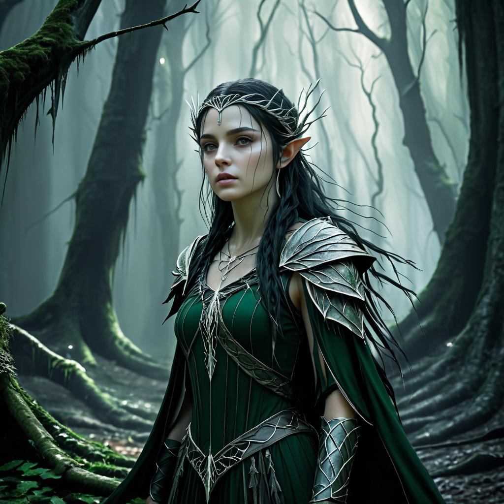 Sorrowful Elf in an Ancient Forest