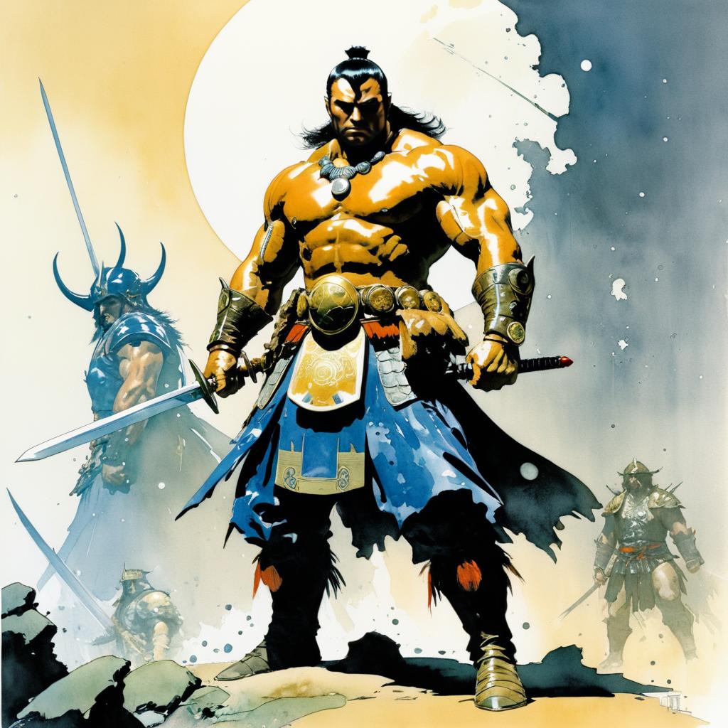 Epic Warrior Illustration in Comic Style