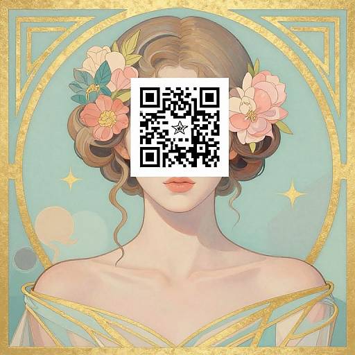 Rococo Girl with QR-Code Face