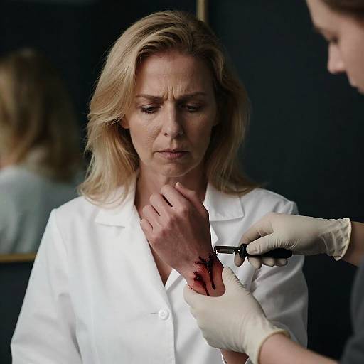 Intense Portrait of a Wounded Woman