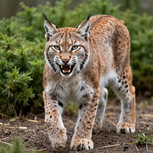 Attacking Eurasian Lynx in Natural Habitat