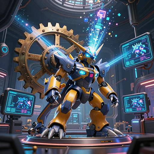 Fantasy Digimon in High-Tech Chamber