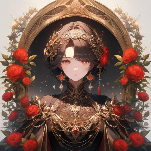 Elegant Woman in Ornate Portrait Frame