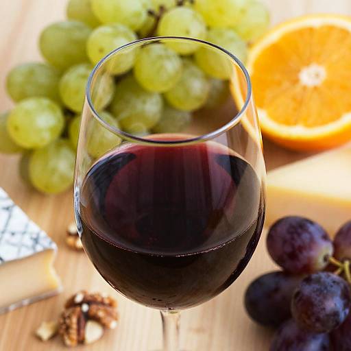 Close-up of Red Wine and Cheese