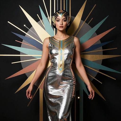 Art Deco Woman in Silver Attire