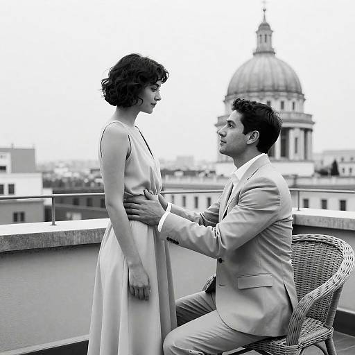 Urban Romance: Rooftop Photo in B&W