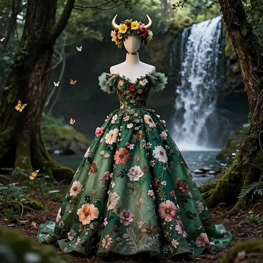 Taurus Floral Gown in Enchanted Forest