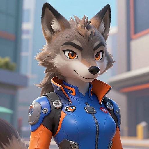 Cyberpunk Female Wolf Fursona Art
