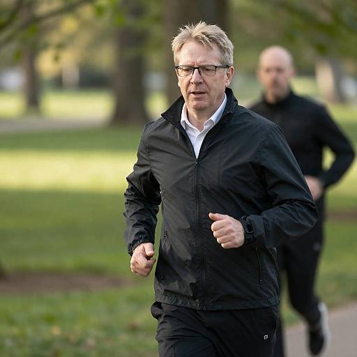 Middle-Aged Man Running in Park