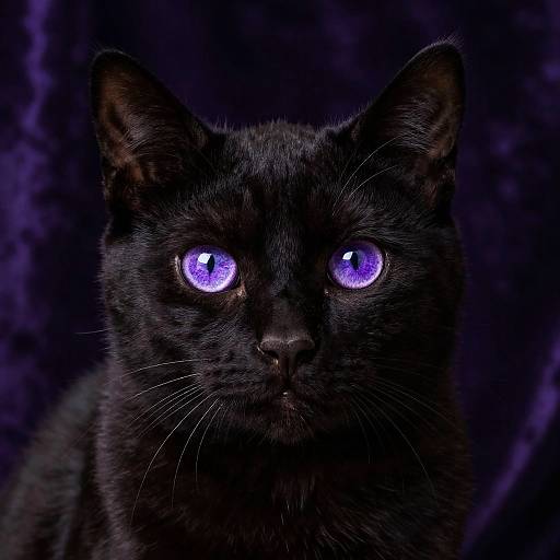 Realistic Black Cat with Purple Eyes